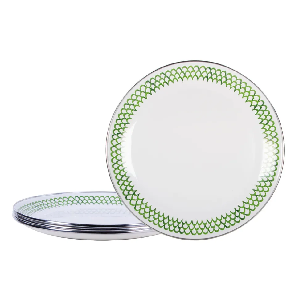 Dinner Plates in Green Scallop, Set of 4