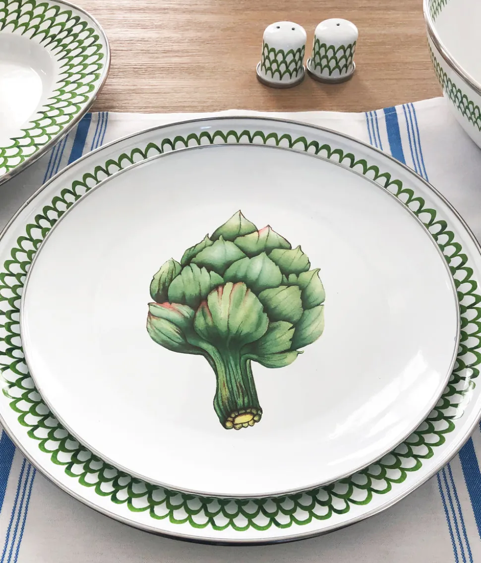 Dinner Plates in Green Scallop, Set of 4