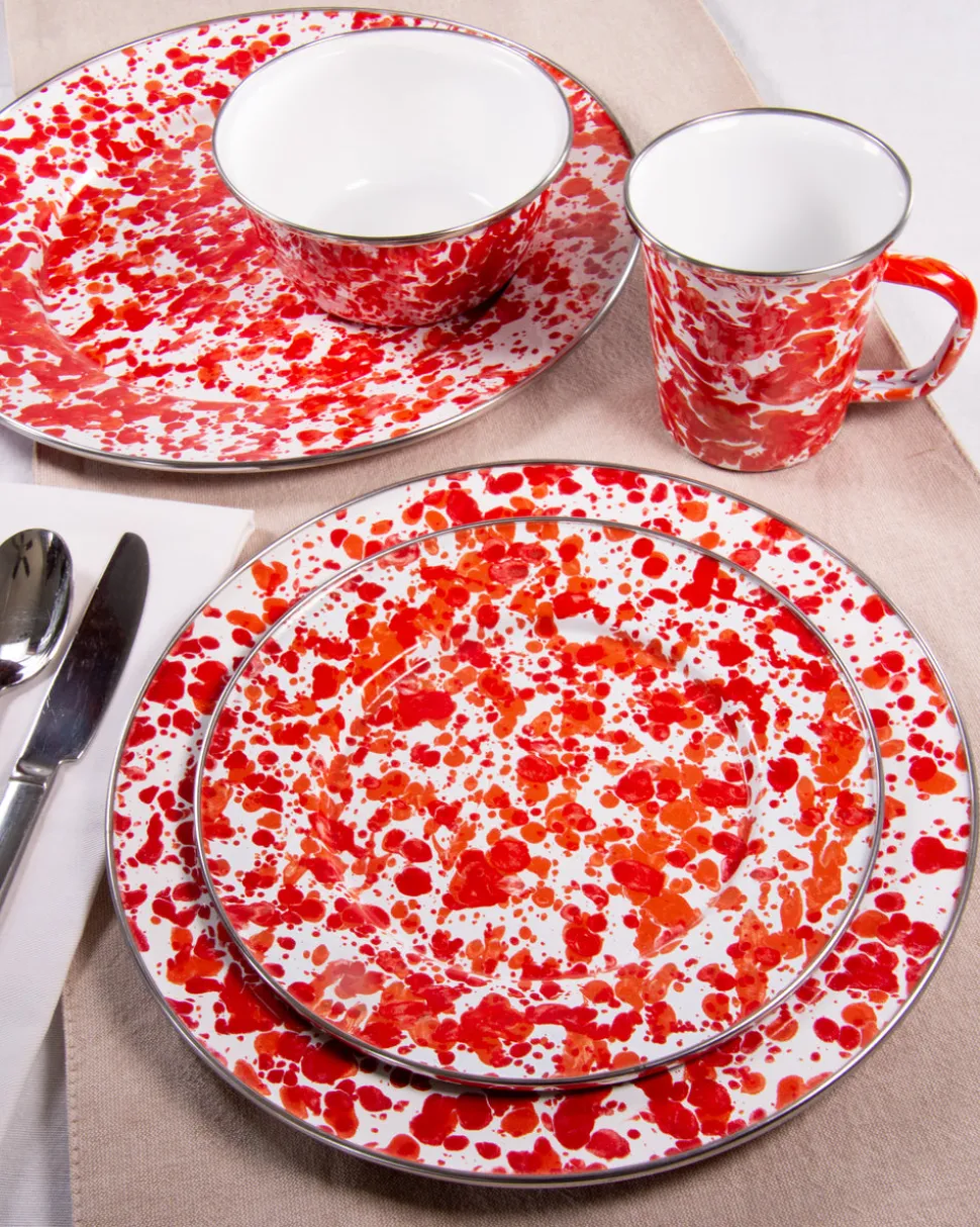 Dinner Plates in Red Swirl, Set of 4