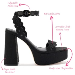 Dolly Broderie Sandal In Black Raffia