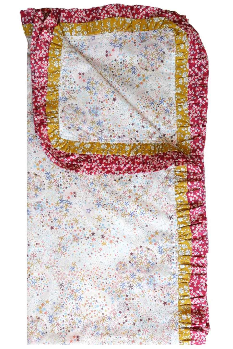 Double Ruffle Edge Tablecloth Made With Liberty Fabric in Adelajda & Capel & Mitsi Valeria