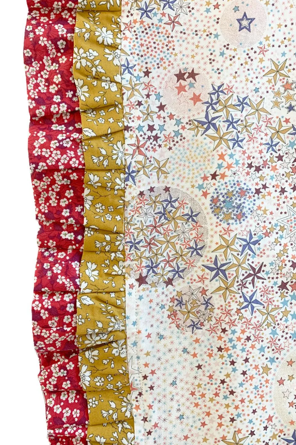 Double Ruffle Edge Tablecloth Made With Liberty Fabric in Adelajda & Capel & Mitsi Valeria