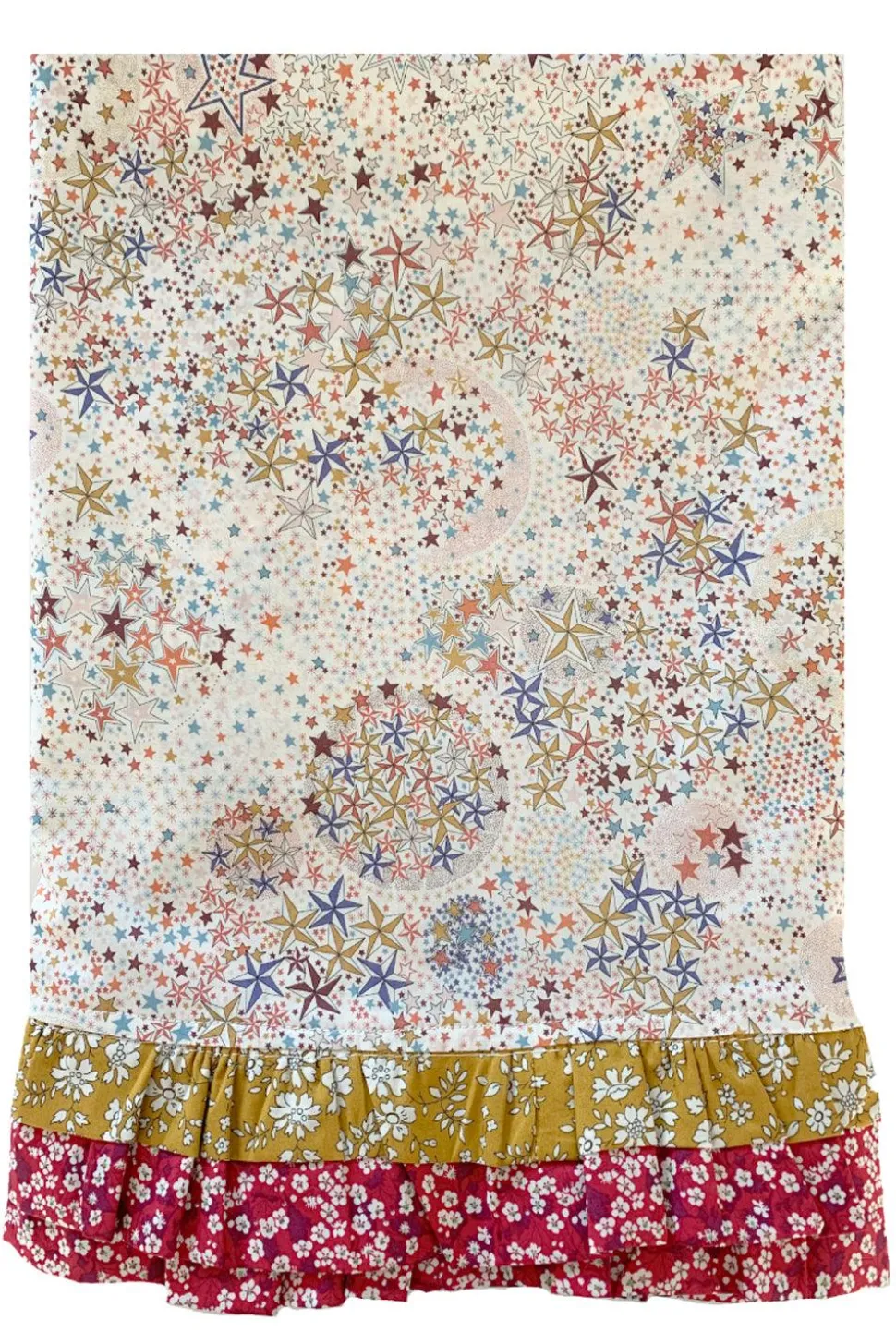 Double Ruffle Edge Tablecloth Made With Liberty Fabric in Adelajda & Capel & Mitsi Valeria