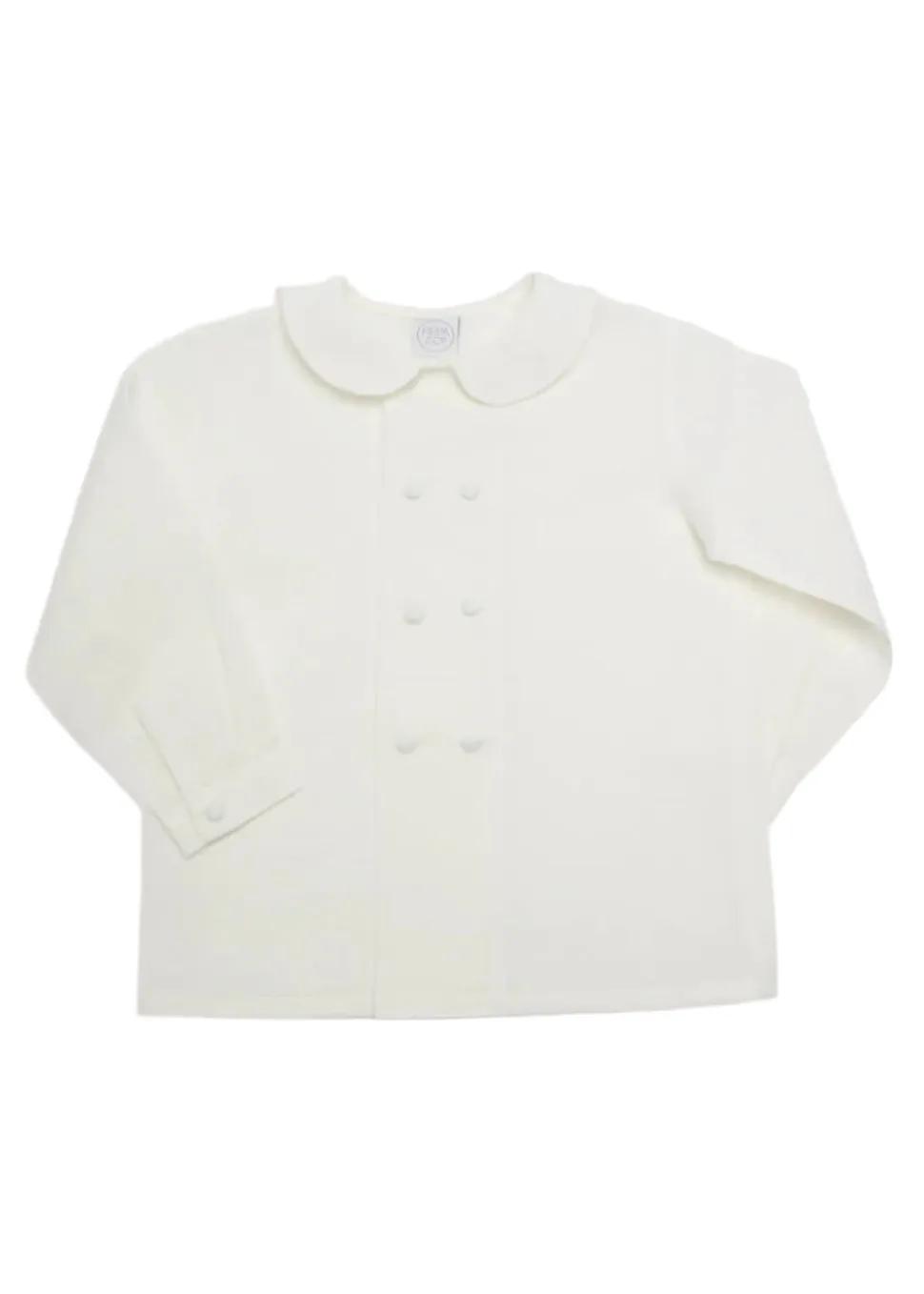 Double-Breasted Peter Pan Collar Shirt in White