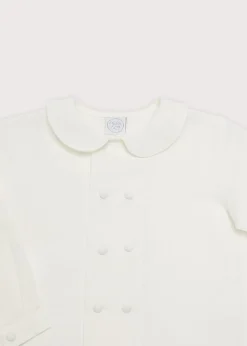 Double-Breasted Peter Pan Collar Shirt in White