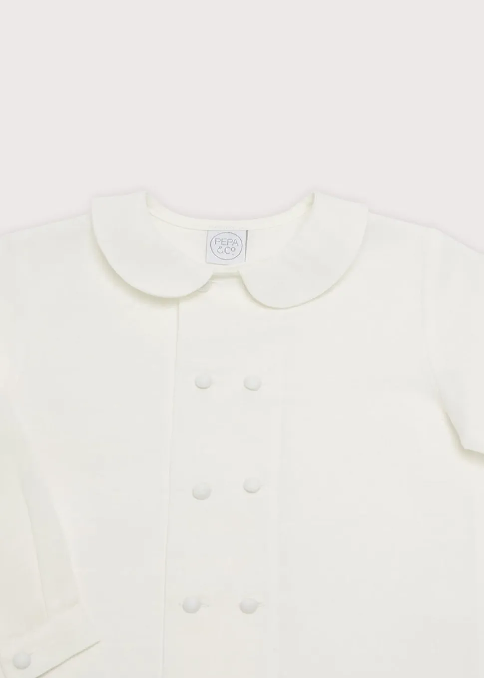 Double-Breasted Peter Pan Collar Shirt in White
