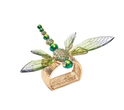 Dragonfly Napkin Ring in Green, Set of 4 in a Gift Box