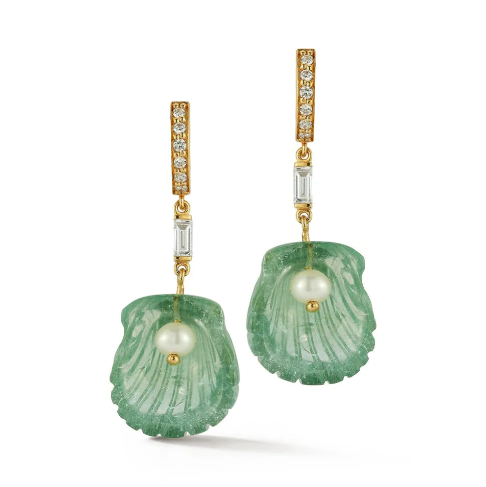 Dream Shell Huggies in Tourmaline