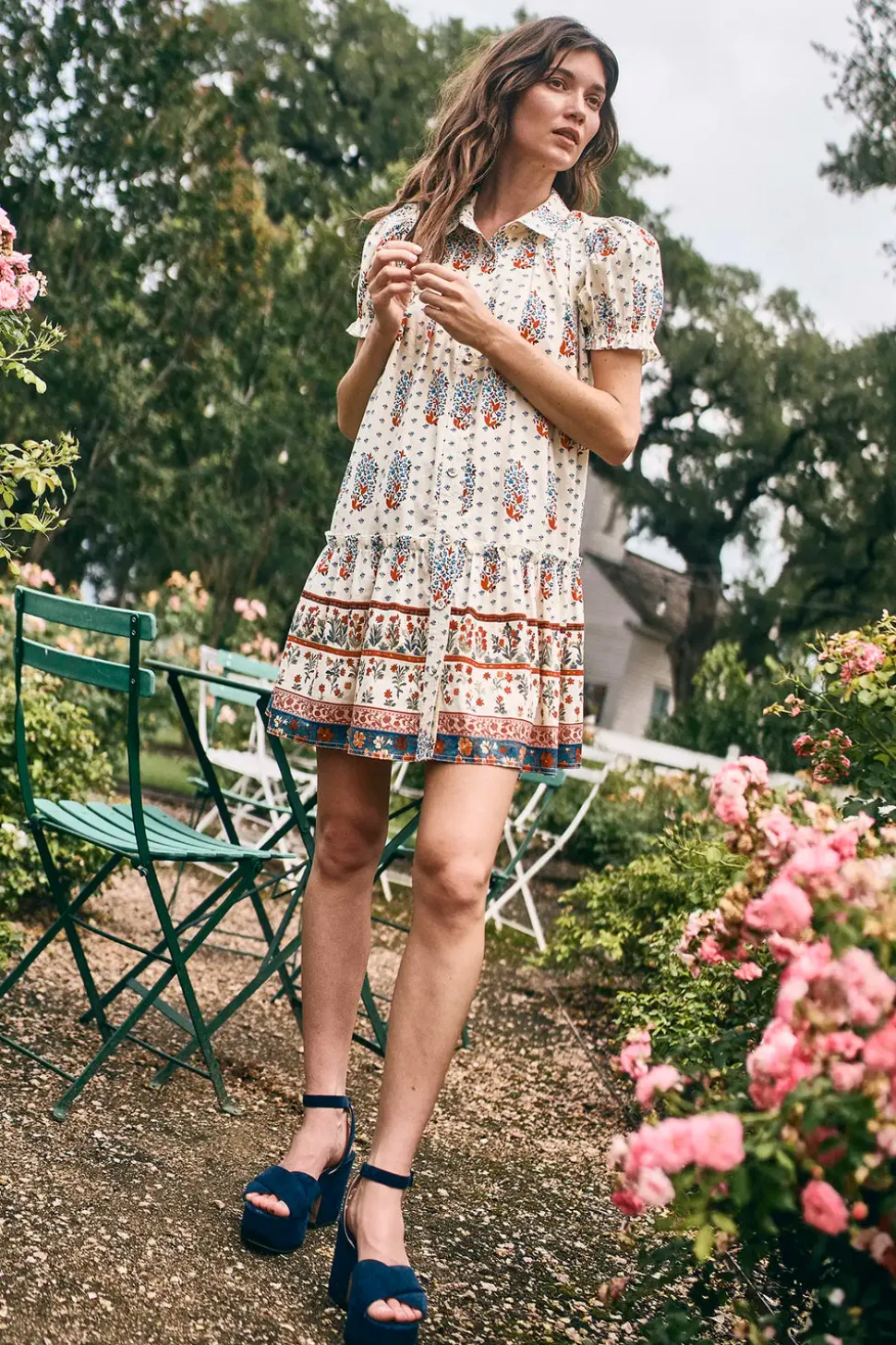 Drifter Mini Dress in Fall Floral Cream