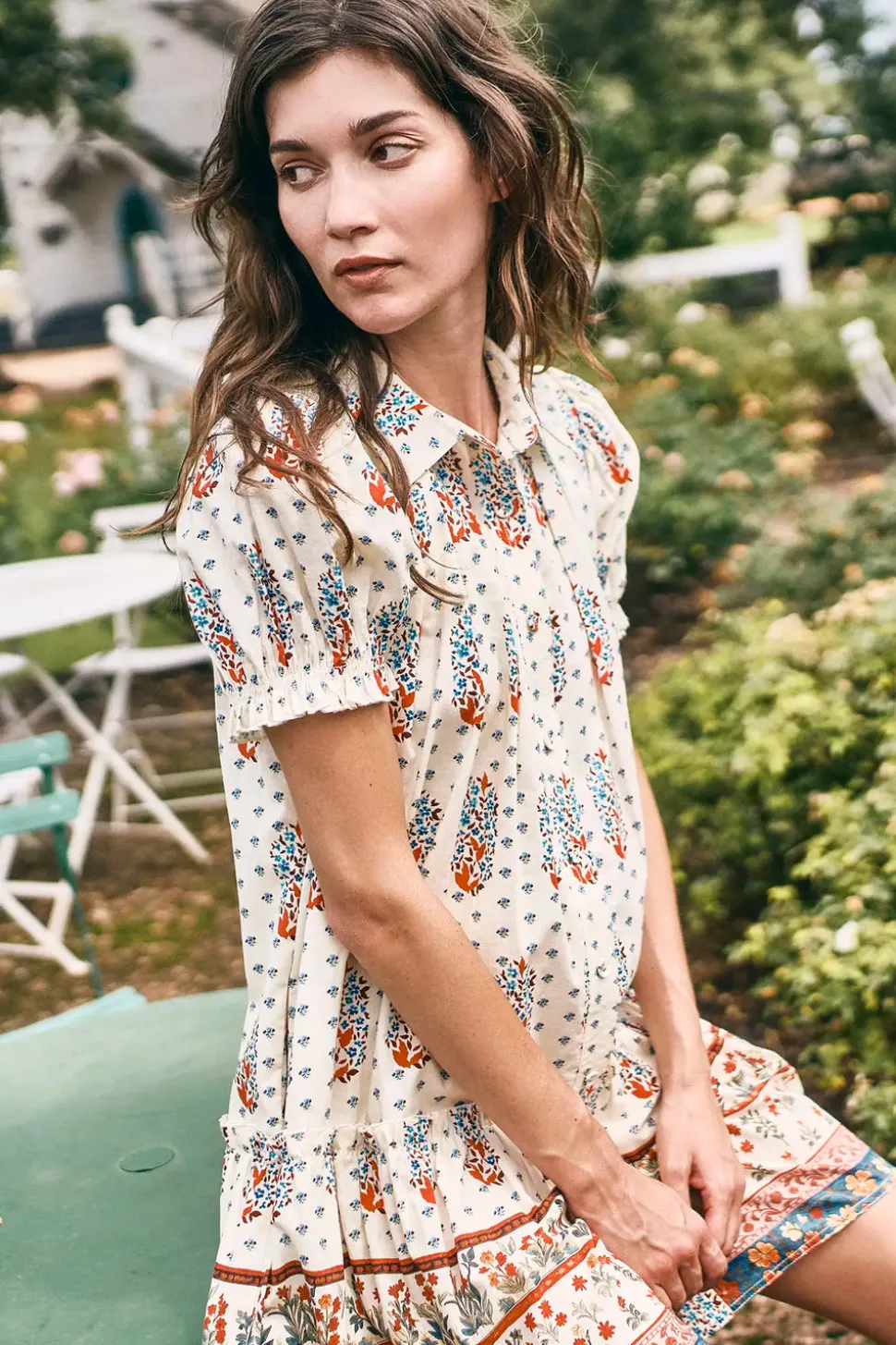 Drifter Mini Dress in Fall Floral Cream