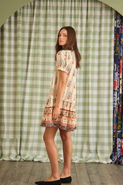 Drifter Mini Dress in Fall Floral Cream