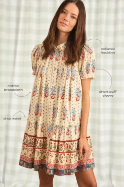 Drifter Mini Dress in Fall Floral Cream