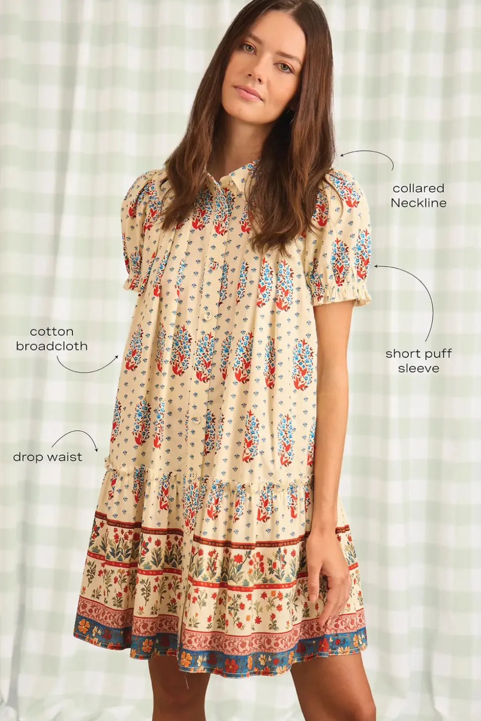 Drifter Mini Dress in Fall Floral Cream