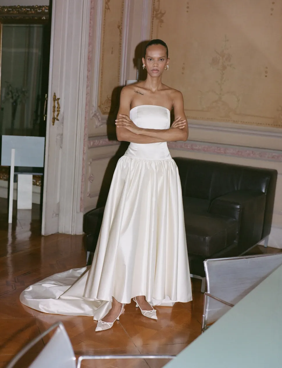 Duchesse Satin Drop Waist Gown | STYLE 093
