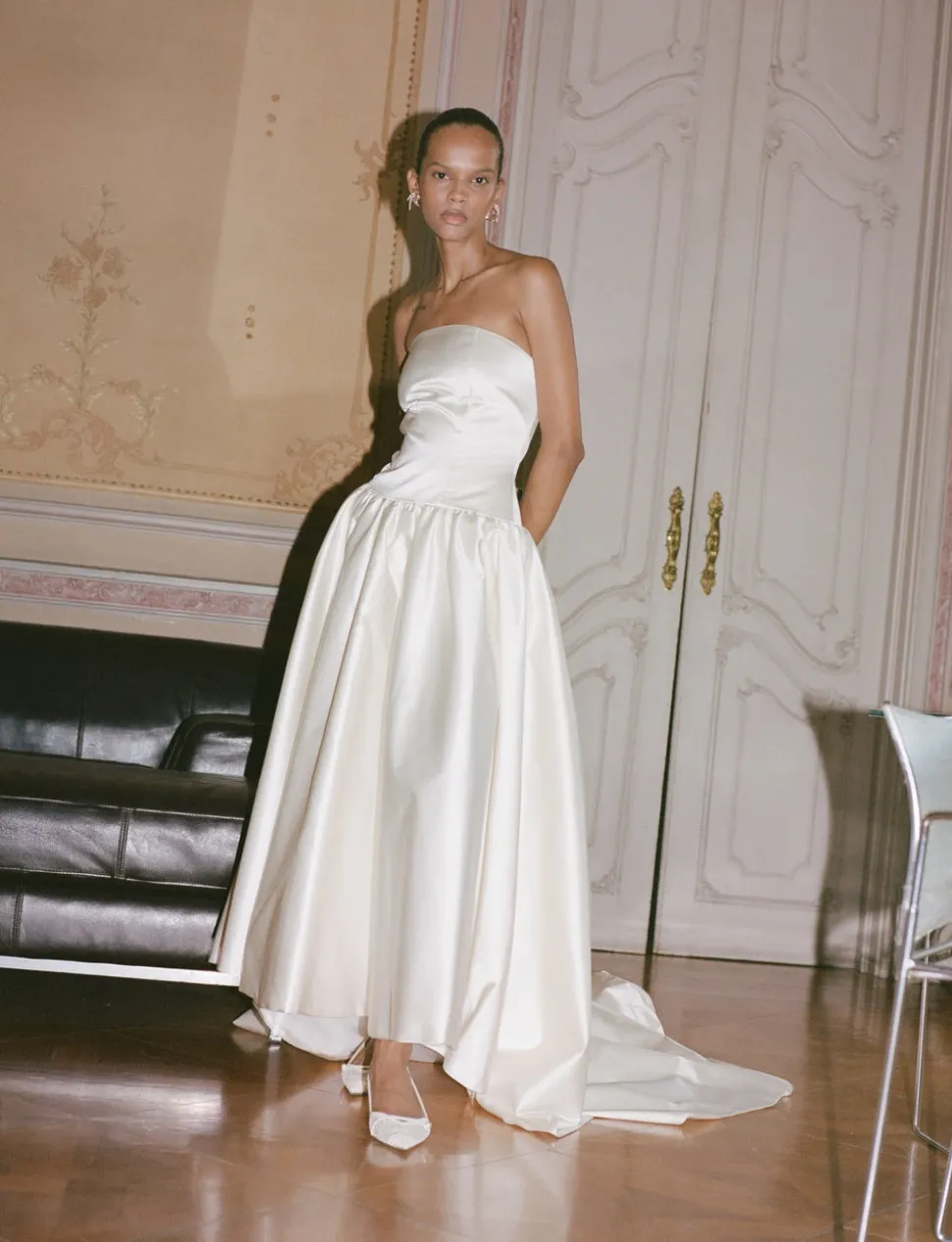 Duchesse Satin Drop Waist Gown | STYLE 093