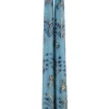 Dusty Blue Chrysanthemum Hand Painted Taper Candles Set of Two