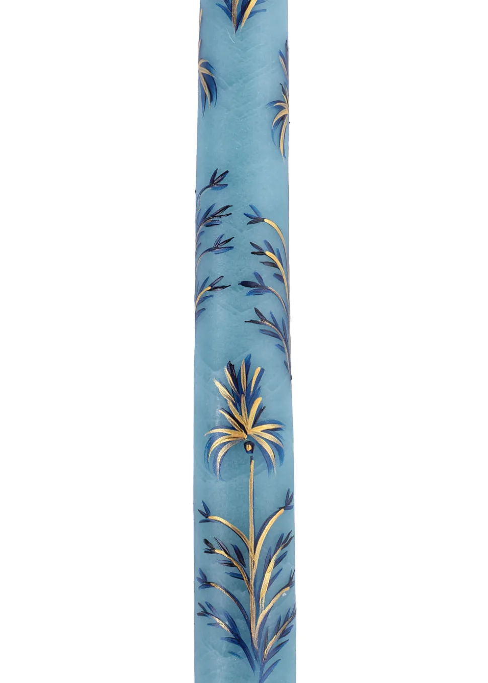 Dusty Blue Chrysanthemum Hand Painted Taper Candles Set of Two