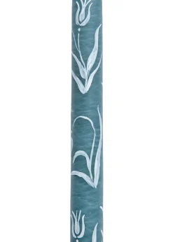Dusty Blue Tulip Hand-Painted Taper Candles, Set of Two