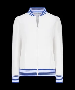 Dynasty Jacket in Bright White with Cadet Blue Stripe
