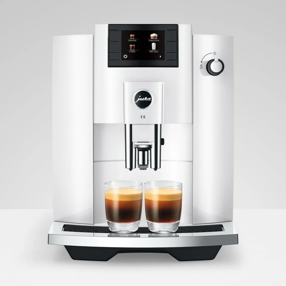 E6 Fully Automatic Coffee Machine in Piano White