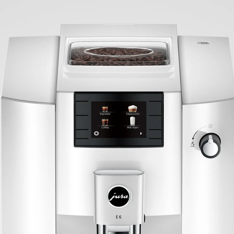 E6 Fully Automatic Coffee Machine in Piano White