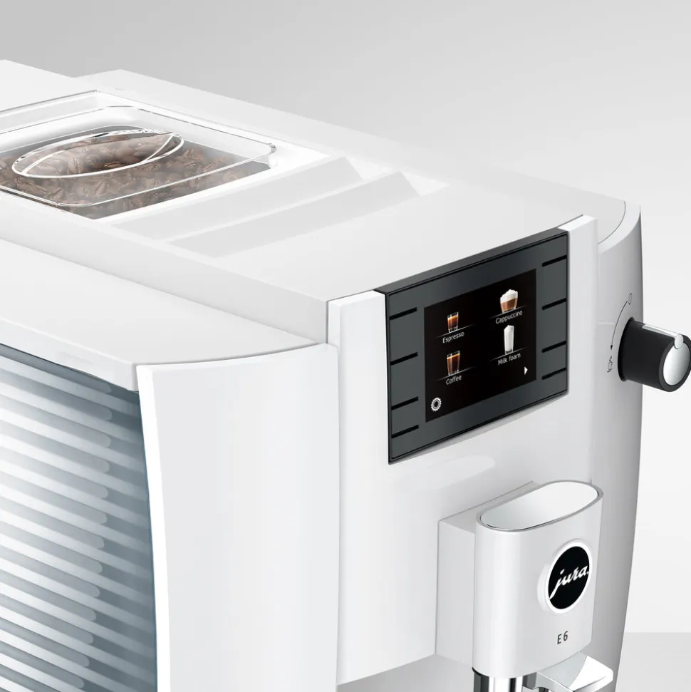 E6 Fully Automatic Coffee Machine in Piano White