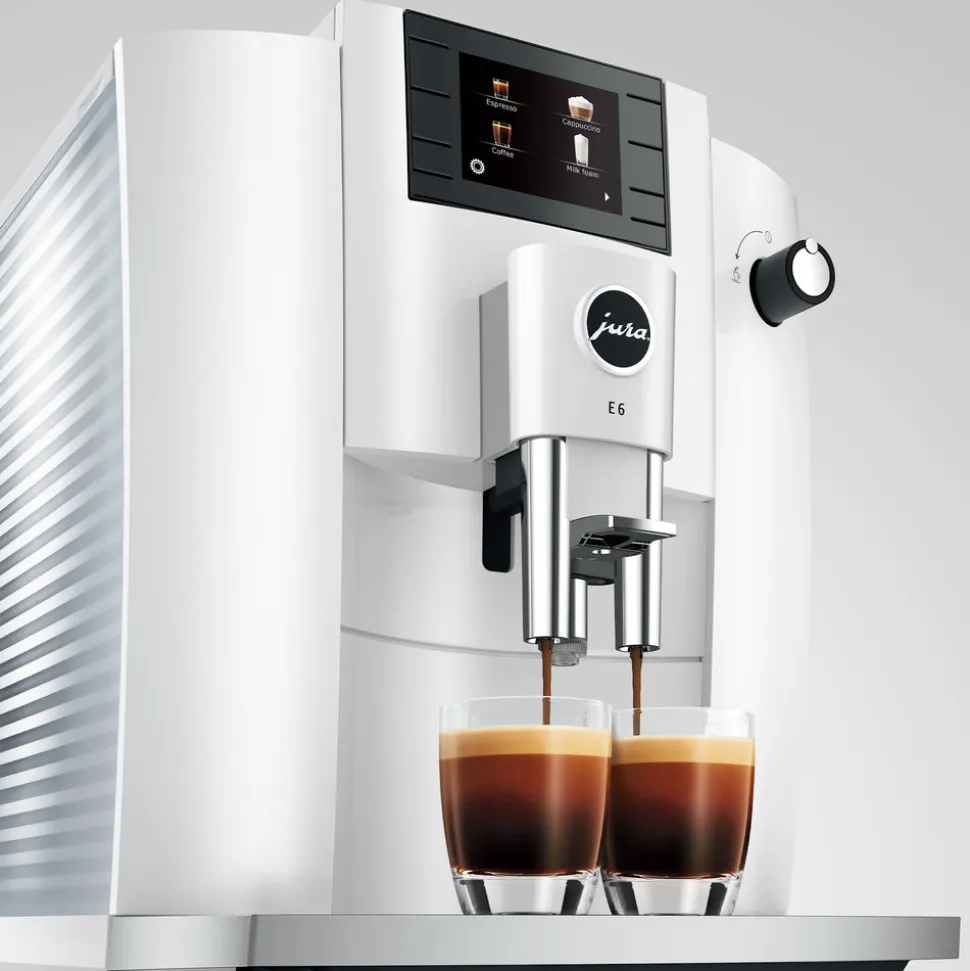 E6 Fully Automatic Coffee Machine in Piano White
