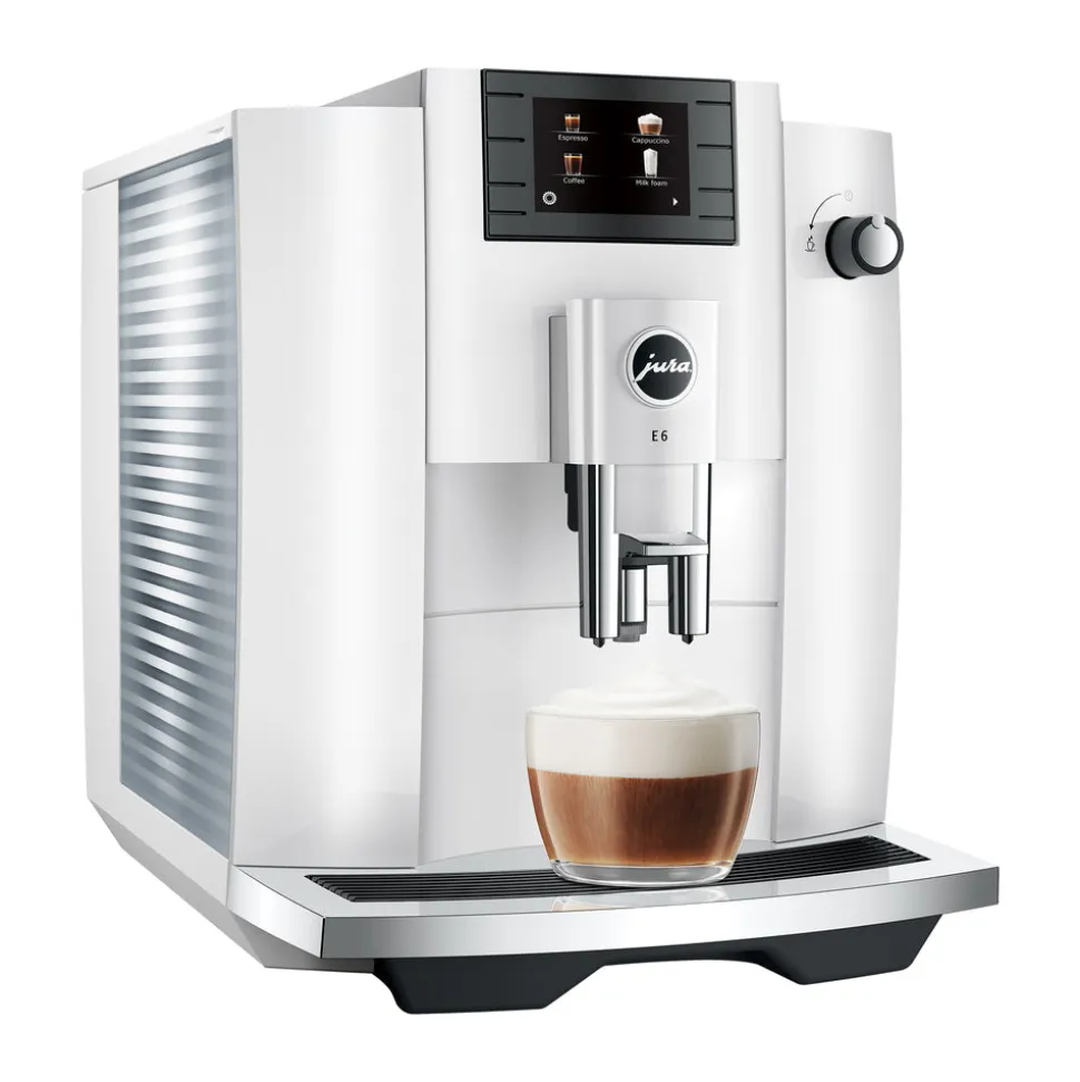 E6 Fully Automatic Coffee Machine in Piano White