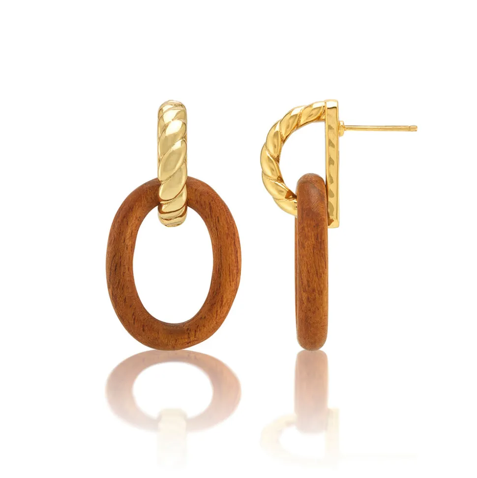 Earth Goddess Link Drop Earrings in Teak