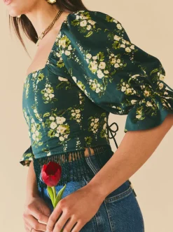 EDDY x Mckenzie Depinto Jamie Top in Deep Green & Floral