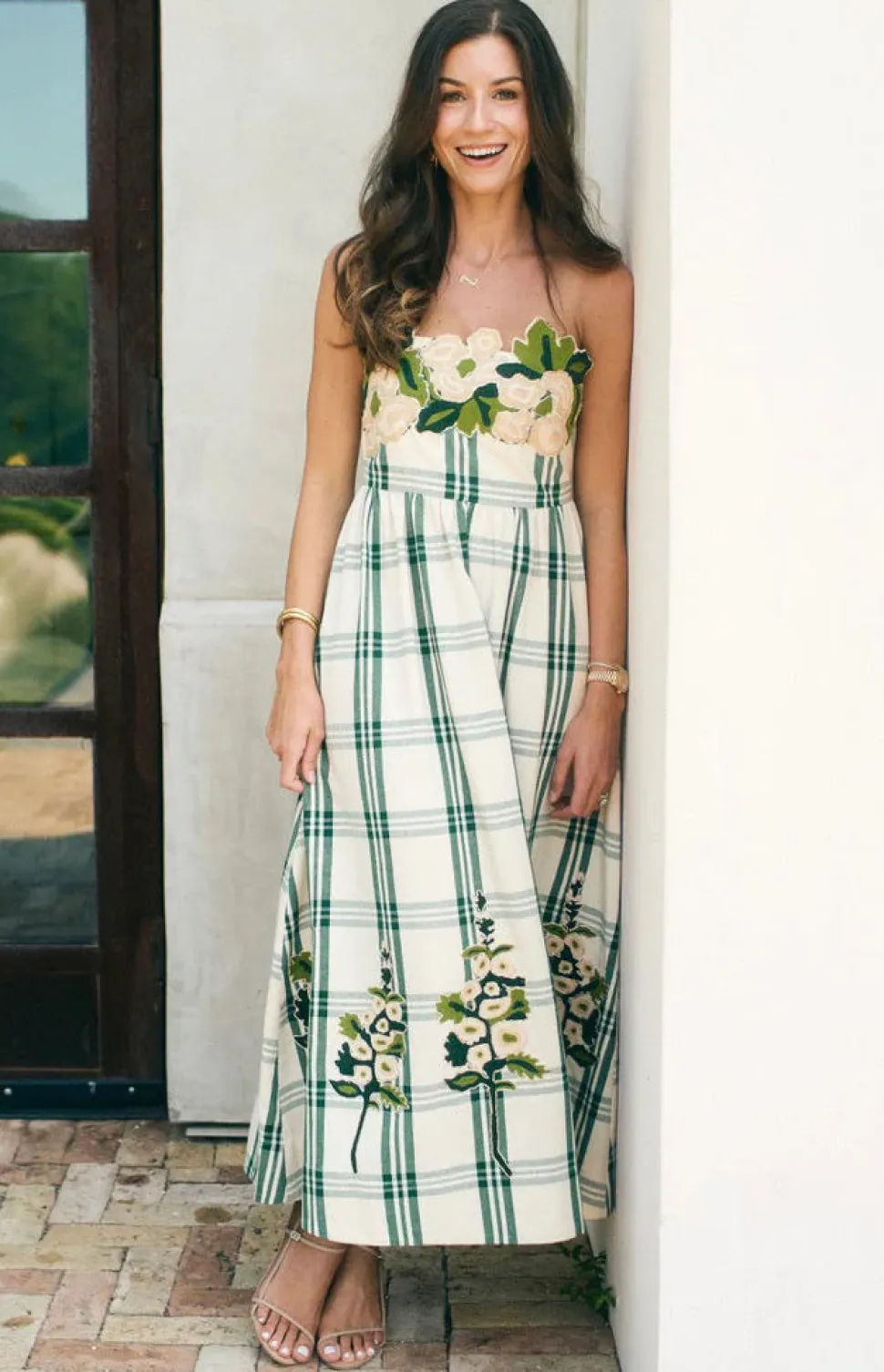 EDDY x Mckenzie Depinto Lucy Dress in Green Plaid & Floral