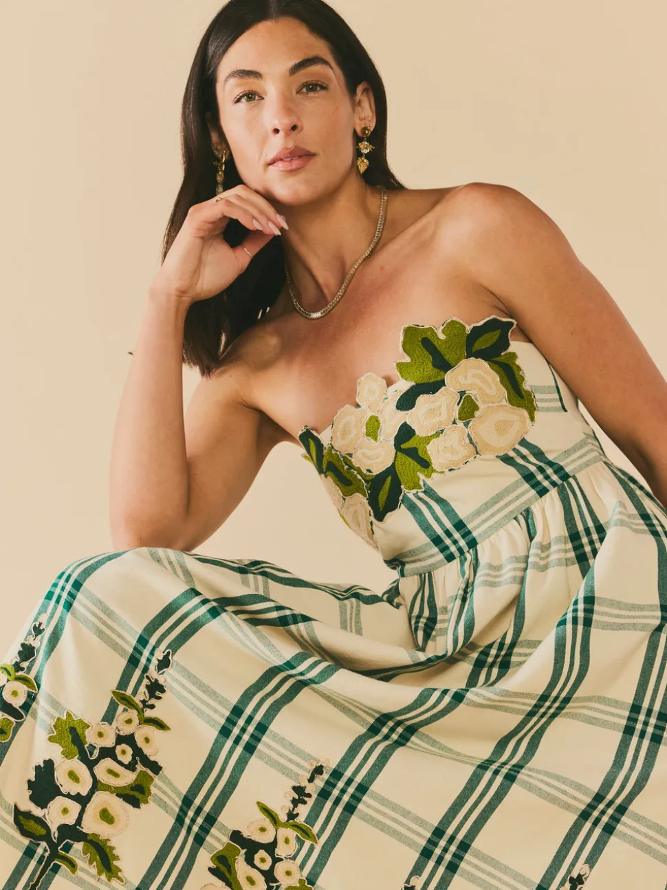 EDDY x Mckenzie Depinto Lucy Dress in Green Plaid & Floral