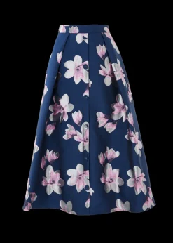 Eden Skirt Blue Plumeria Jacquard