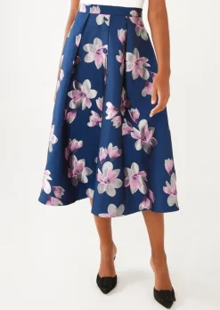Eden Skirt Blue Plumeria Jacquard