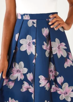Eden Skirt Blue Plumeria Jacquard