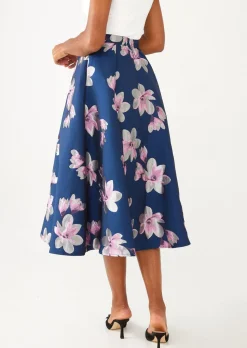 Eden Skirt Blue Plumeria Jacquard