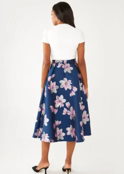 Eden Skirt Blue Plumeria Jacquard