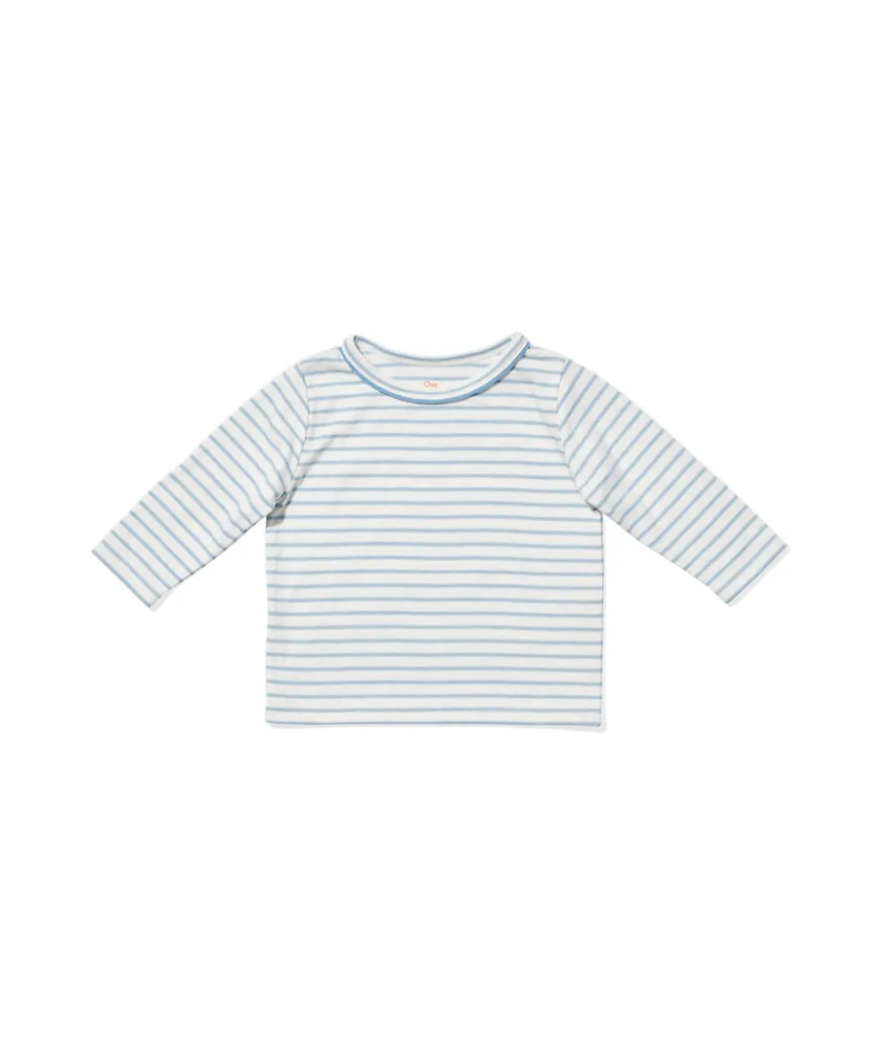Edward Baby T-Shirt in Dusty Blue Mini Stripe