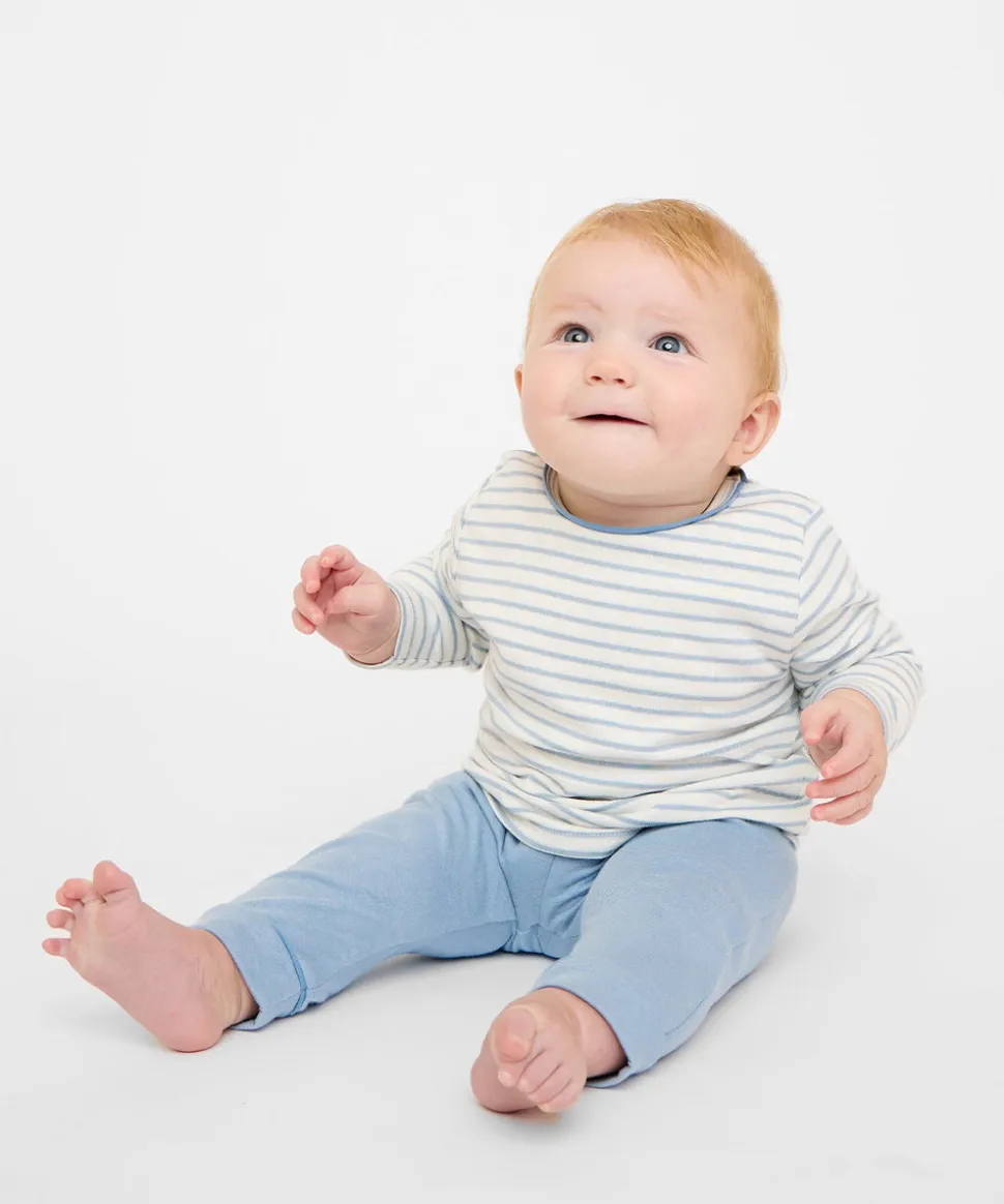 Edward Baby T-Shirt in Dusty Blue Mini Stripe