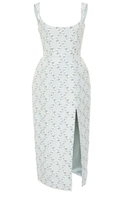 Edward Blue Floral Corset Dress