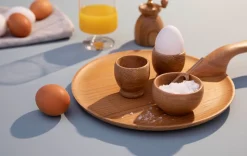 Egg Cup in Oak, Set of 2