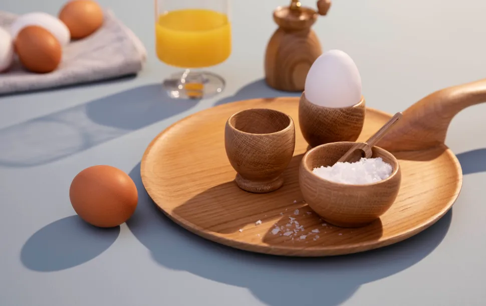 Egg Cup in Oak, Set of 2