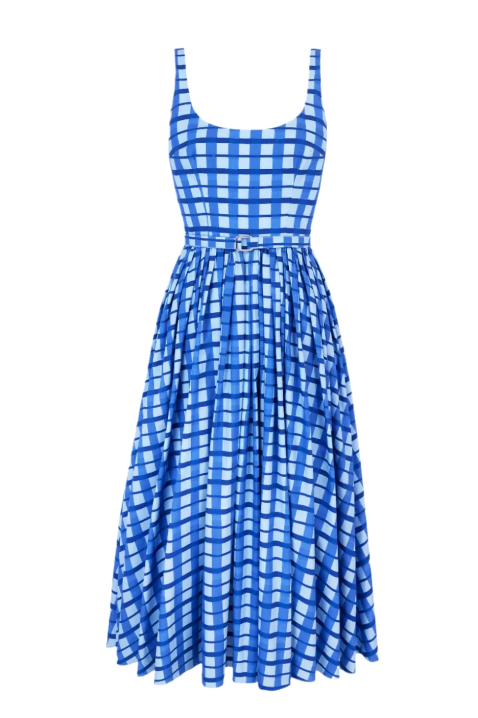 Eglantine Dress In Blue Painted Gingham Cotton Poplin