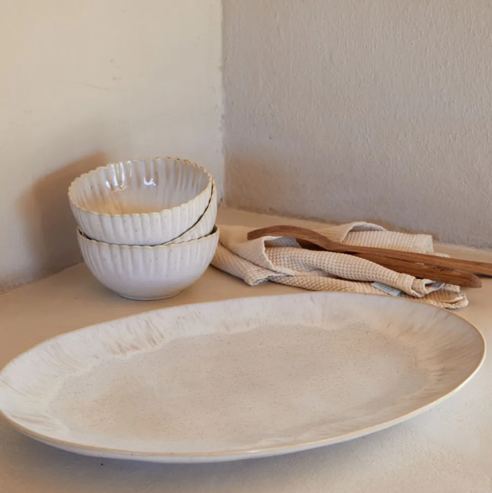 Eivissa Collection Oval Platter 18" in Sand Beige