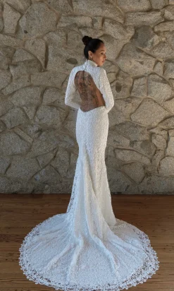 Elia Long Sleeve Open Back Lace Wedding Dress