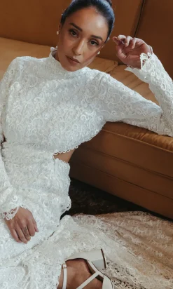 Elia Long Sleeve Open Back Lace Wedding Dress