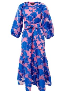 Elise Dress in Pink and Blue Tea Rose Organza