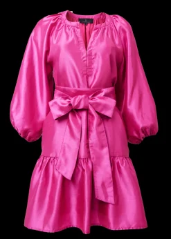 Elise Mini Dress in Hot Pink Dupioni