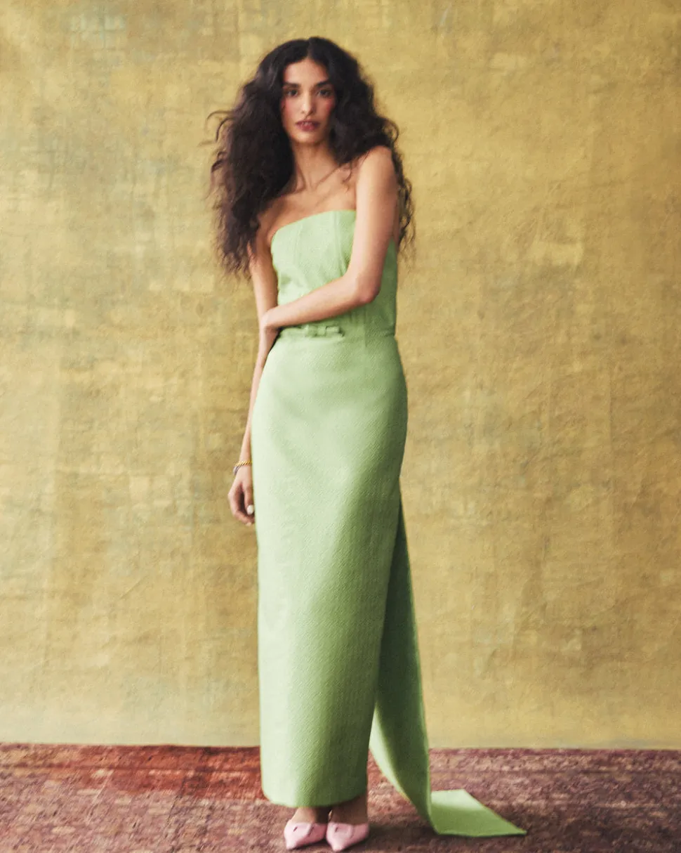 Elizabeth Dress in Leaf Brocade