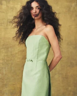Elizabeth Dress in Leaf Brocade